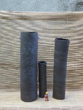 vases tubes ovales  terre brune