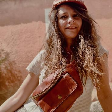 Sac banane cuir marron vintage