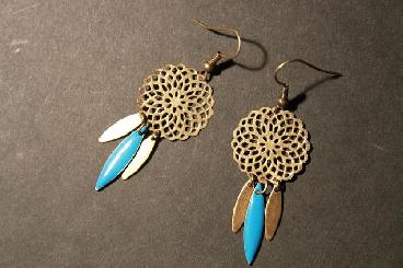 Boucles d'oreilles Little Maya - Bleu/Bronze