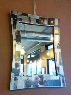 miroir cadre finition patchwork